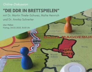 DDR in Brettspielen. Online-Diskussion Ankündigung.