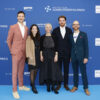 Foto - Der Deutsche Computerspielpreis. Von links nach rechts: Martin Thiele-Schwez, Anne Sauer, Elisabeth Breitkopf-Bruckschen, Niels Hölmer, Michael Geithner